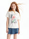 Crew Neck Printed Short Sleeve Girl T-shirt